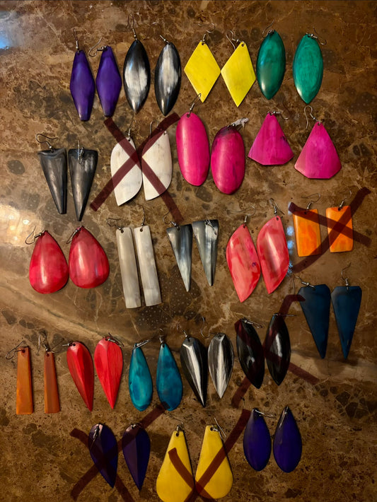 Boucles d’oreilles artisanales en os & corne : Bangui 🇨🇫