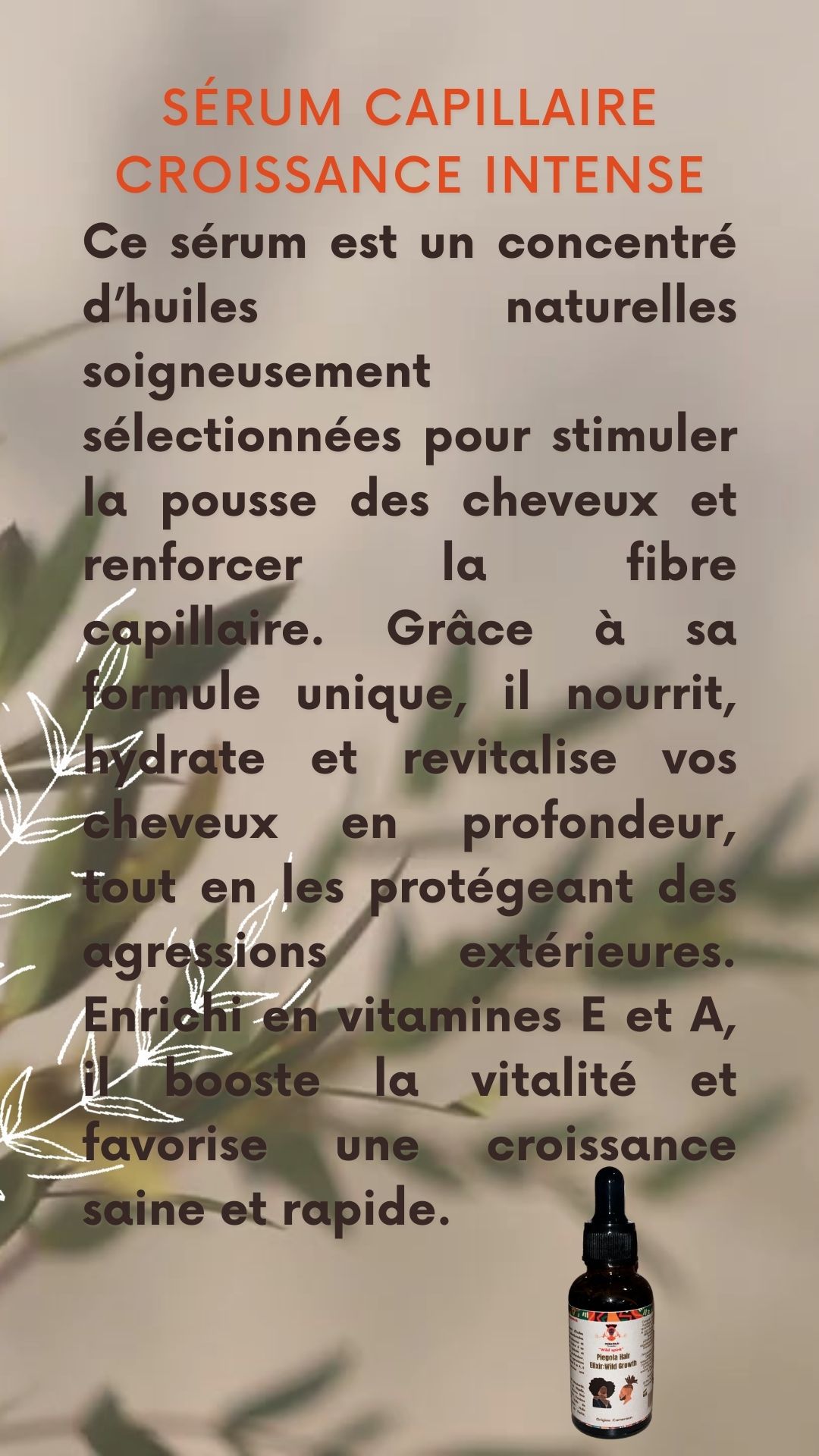 Sérum Capillaire Croissance Intense :Piegola Hair Elixir: “Wild Growth”