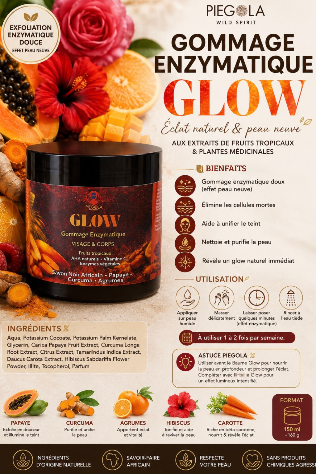 Gommage Glow : Exfoliant enzymatique éclat aux fruits tropic