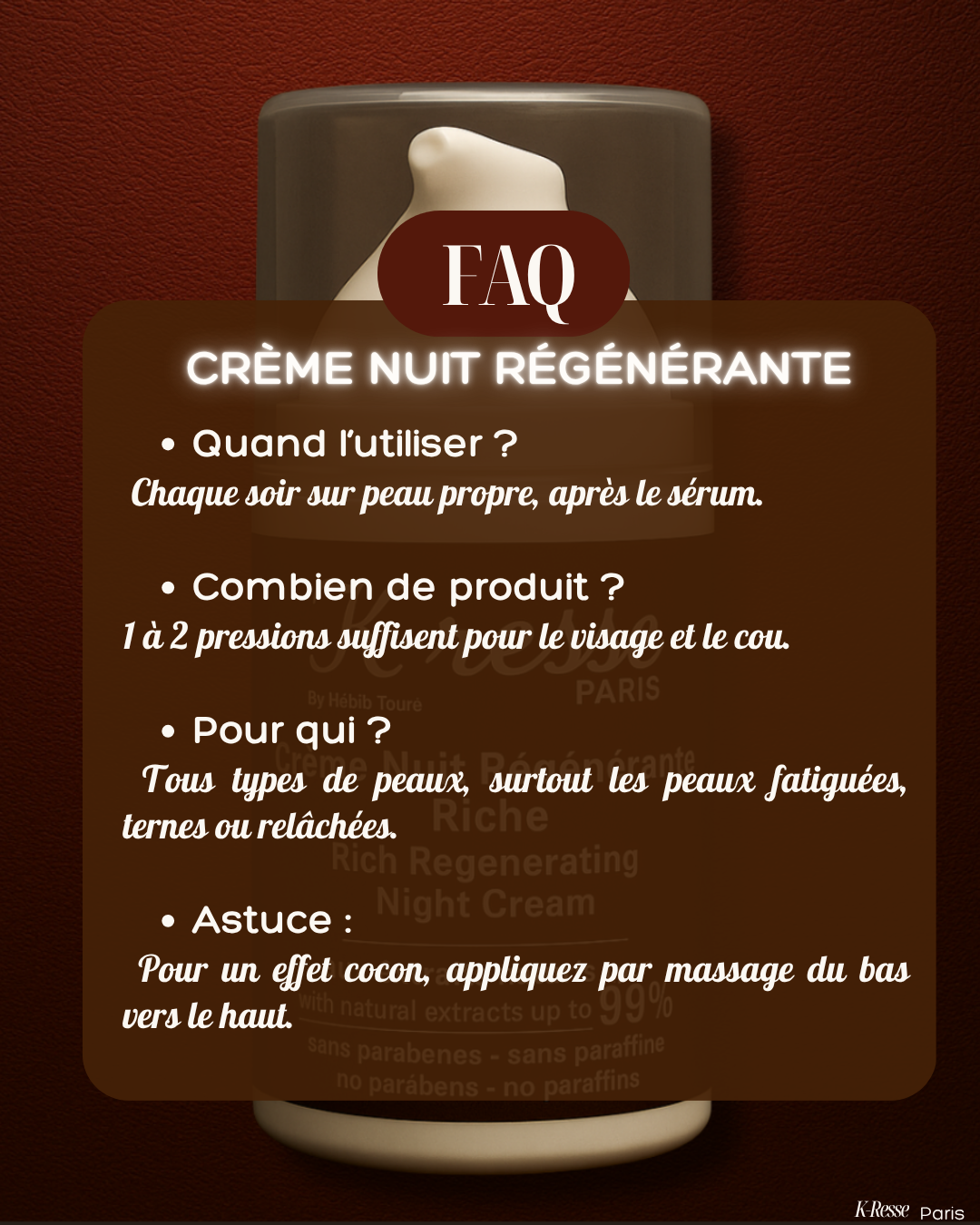 K-resse : Crème de Nuit Régénérante et Riche