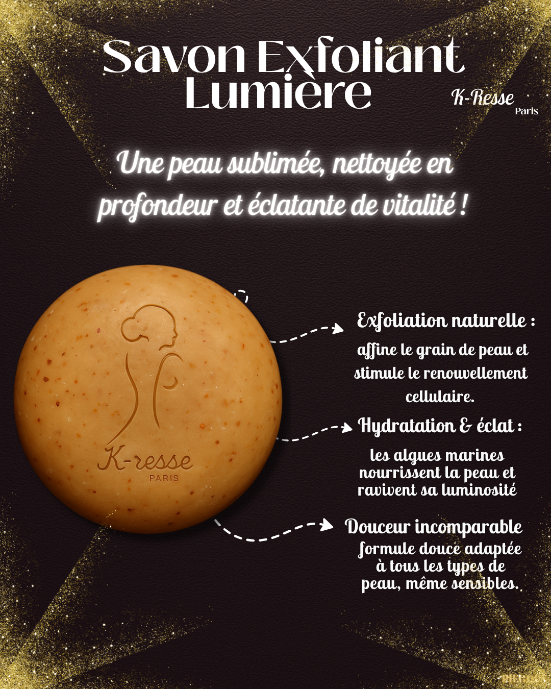 K-resse : Savon Exfoliant Lumière à l’Extrait d’Algue