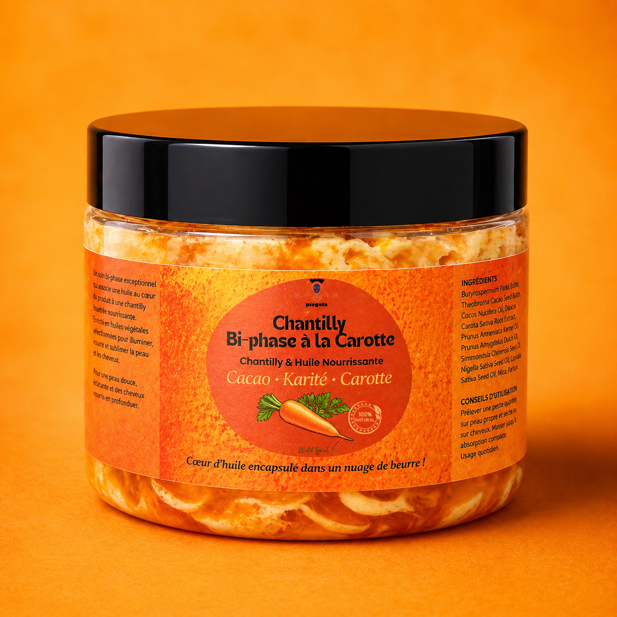 Chantilly Cacao, Karité & Carotte – Huile & chantilly nourrissante